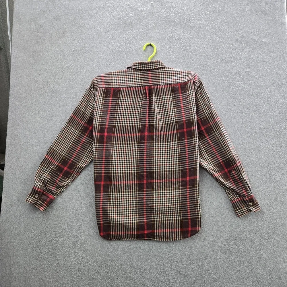 Ralph Lauren Boy Button Up Shirt 12 Brown Embroidered Plaid Pony Western Flannel